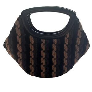 Vintage Koret Italy Woven Purse with Wooden Handle